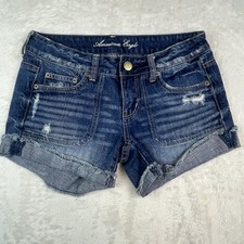 American Eagle Denim Shorts Women's Size 4 Distressed Cuffed RN54485