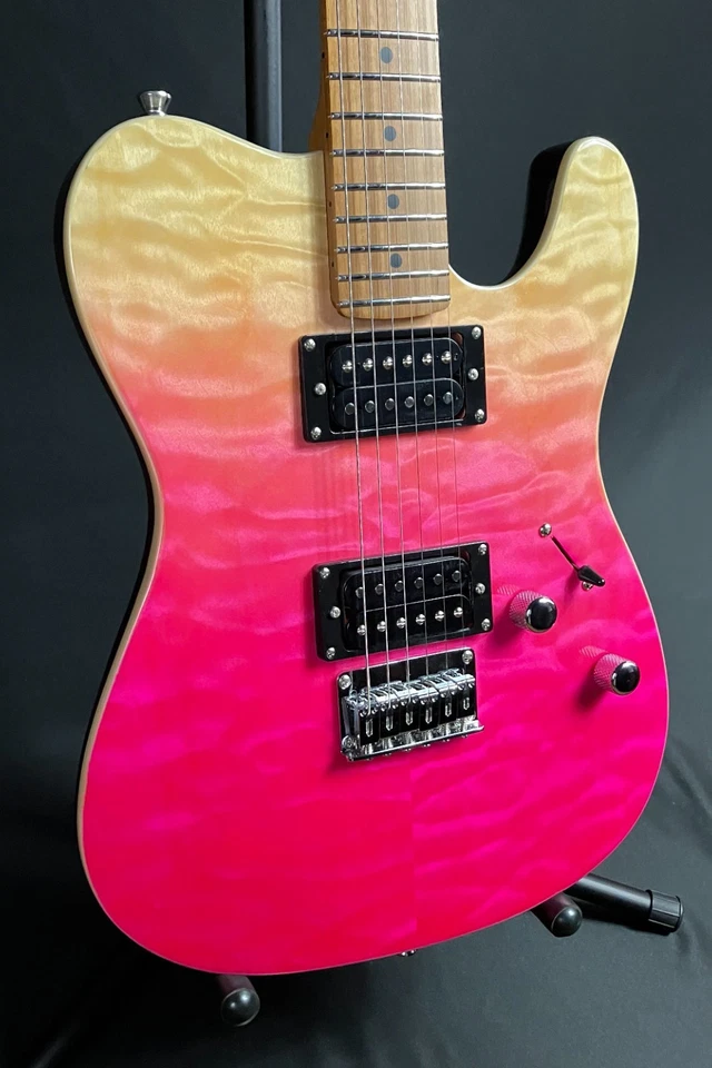 JET吉他JT-450远程式电吉他绗缝粉红色褪色饰面 — 第 3/4 张图片