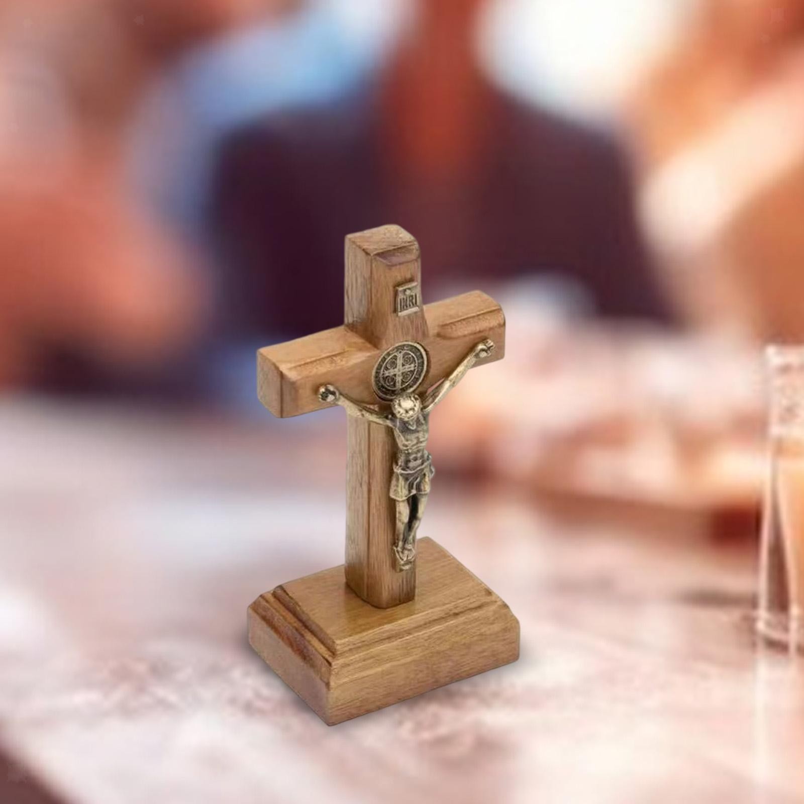 Wooden Standing Cross Christ Jesus Crucifix Statue Small Crucifix
