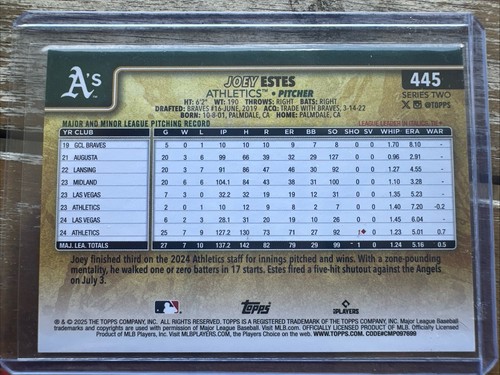 2025 Topps Series 2 - #445 Joey Estes Golden Mirror - Picture 2 of 2