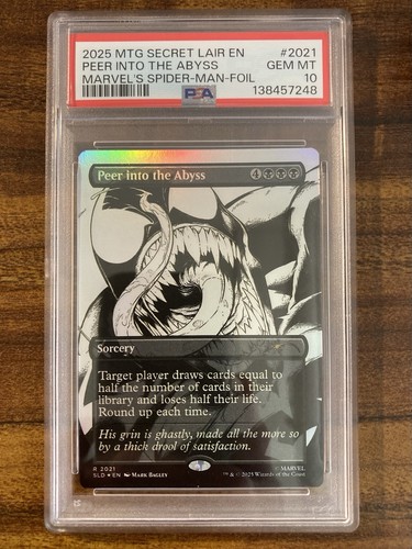 MTG✨PEER INTO THE ABYSS 🌈 FOIL✨SLD Marvel’s Spider-Man VENOM Inks PSA 10 RARE