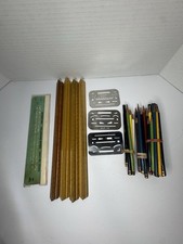 Vintage Drafting Supplies Lot; Templates Pencils Rulers