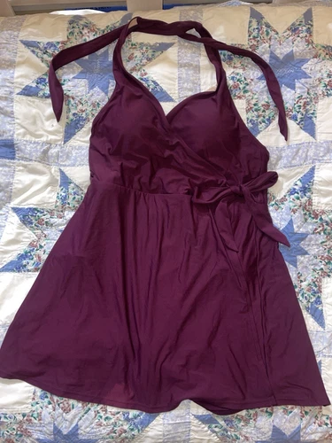 J.Crew Halter Wrap Swim Dress in Iris Purple Plum Size 12