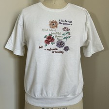 VTG 80s Garden T-shirt Floral Cottagecore Spring Summer Made In USA Sz M