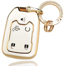 5-Button TPU Key Fob Cover, Fit for GMC Acadia White R 5 Button, Square Shape