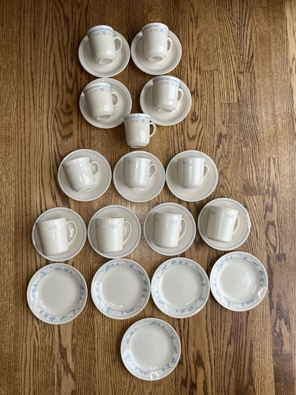 Corelle Corning Coffee Cups, Saucers, Salad Plates