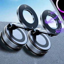 2x Vacuum Magnetic Phone Holder Adjustable Suction Cup Car Mount Foldable Stand