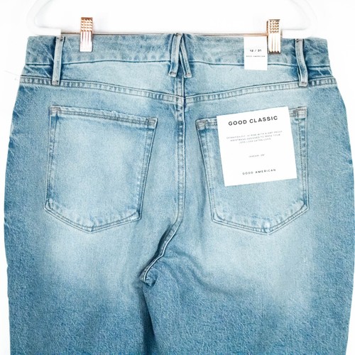 Good American Light Wash High Waisted Slim Straight Skinny Leg Jeans Size 12 31 - Picture 6 of 13