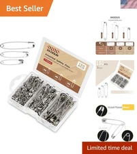 Safety Pins - 150 Pcs Assorted Sizes Silver Pins Bulk - Small & Large Heavy Duty