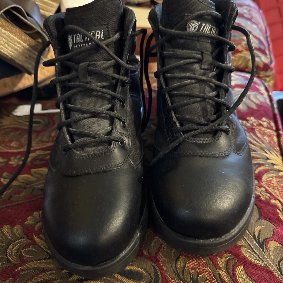 Tactical Performance Black Leather Steel Toe Combat Hiking Boot Shoes Men 9.5 - Image 2 of 4
