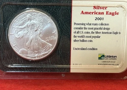 2001 American Silver Eagle 1 oz .999 Brilliant Uncirculated Coin - Littleton