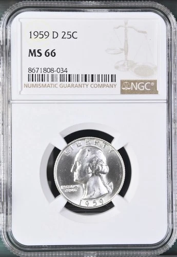 1959-D  25C Washington Quarter Dollar NGC MS66  8671808-034