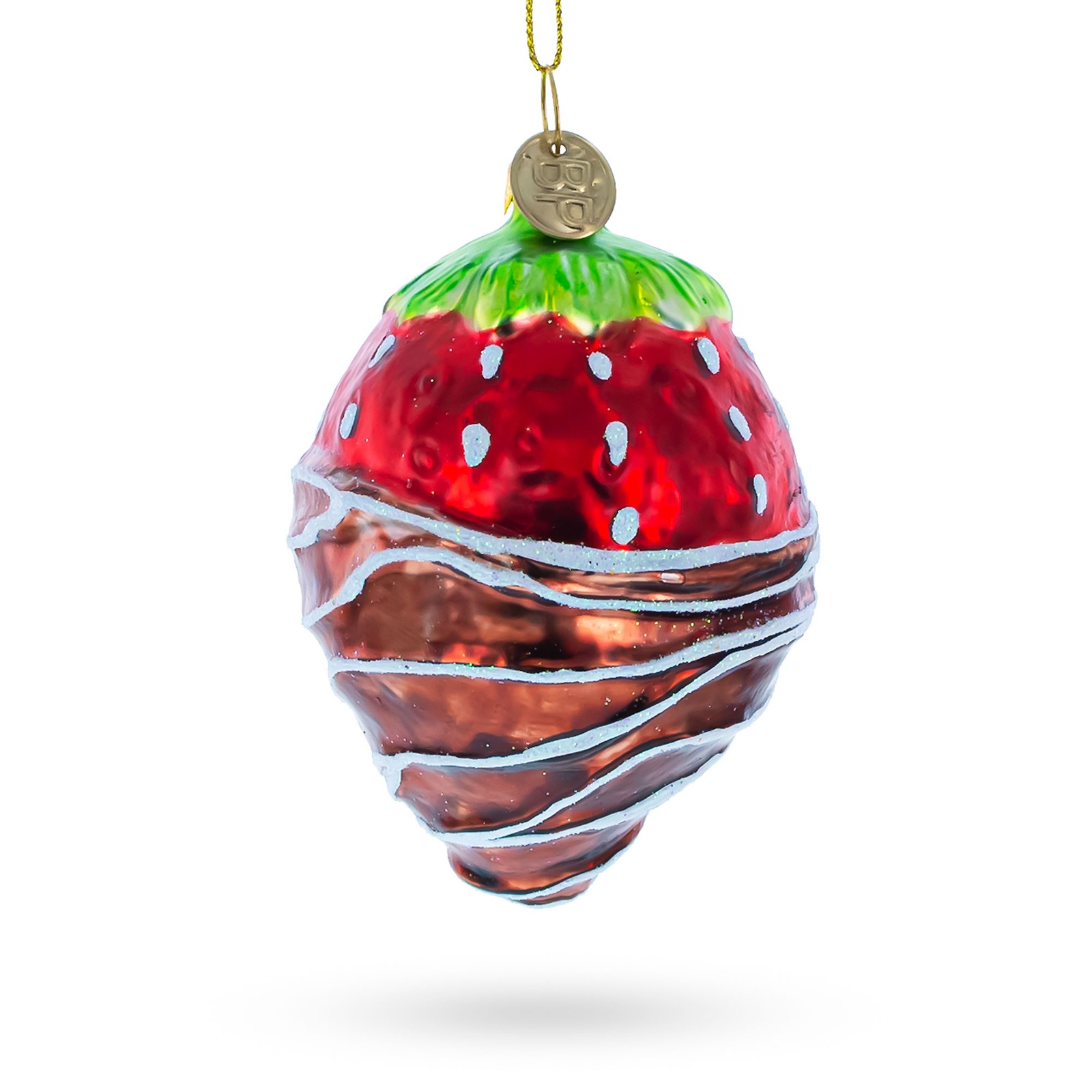 Chocolate-Dipped Strawberry Blown Glass Ornament
