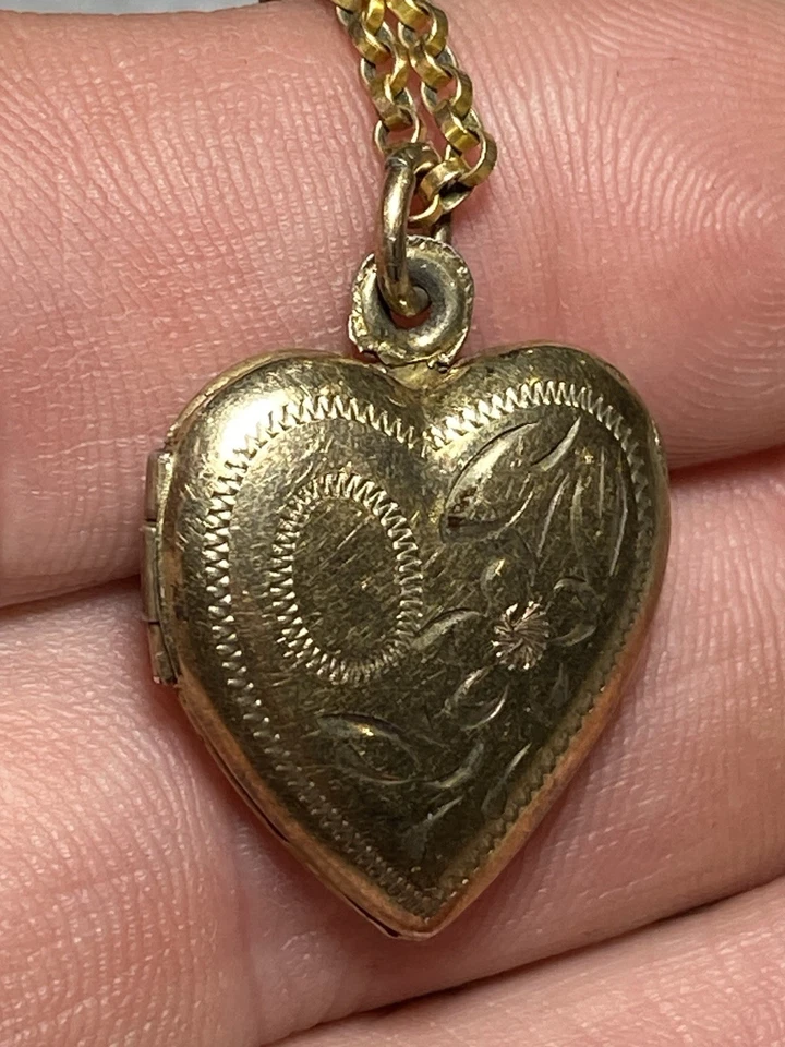 Заполненный золотом сердце медальон лот 3 шт. все подписанные 10k/12k/14k золото заполненное - Изображение 3 из 4