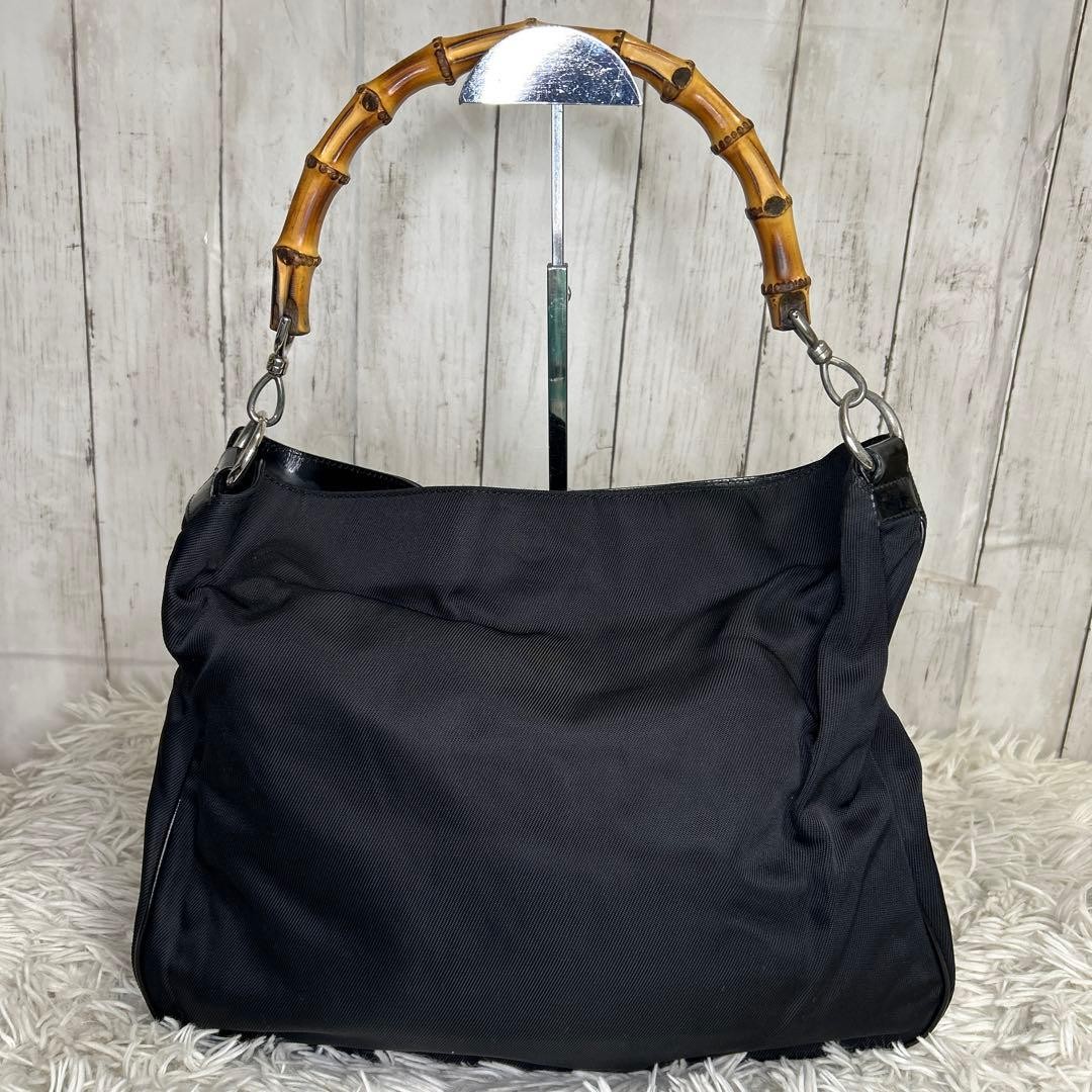 Minimal Bamboo Gucci Nylon Bag Handbag Black - GUCCI thumbnail 2