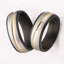 Trauringe Titan Carbon Diamant - Partnerringe Eheringe Verlobungsringe + Gravur
