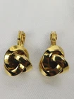Monet Gold Toned Knotted Signed Clip-On Earrings Costume Jewelry VTG Classic