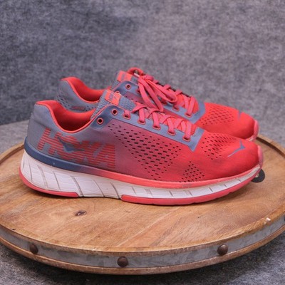 Hoka One One Cavu Women's Size 10 US Running Shoes Red Hibiscus Grey Indigo