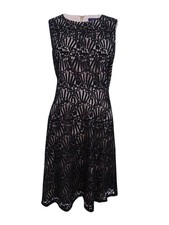 Tommy Hilfiger Women's Lace Fit & Flare Dress (6, Black)