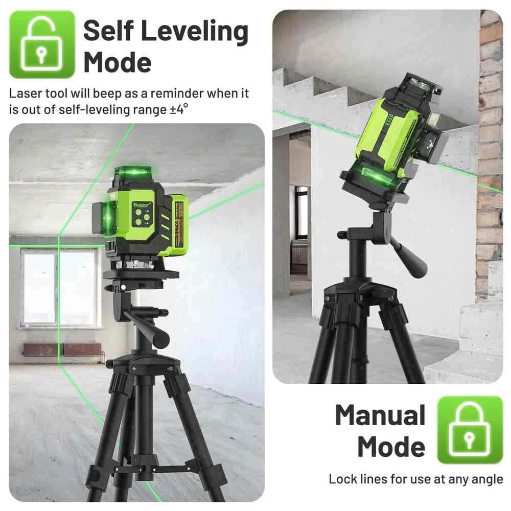 Laser Level, Self-leveling 16 Lines Green Beam 4D Cross Line Tiling Floor Las...