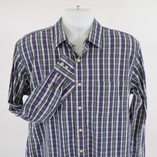 J. Crew Haberdashery Green Blue Red Plaid Large 80s Two Ply Collared Dress Shirt