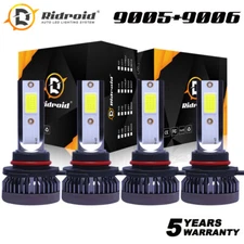 Ridroid 9005+9006 Combo LED Headlight Kits 240W High/Low Beam Bulbs 6000K White