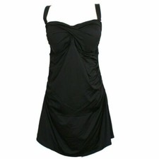 ANNE COLE SIGNATURE Black Twist Front Skirted Strapless Swimdress Swimsuit 18W