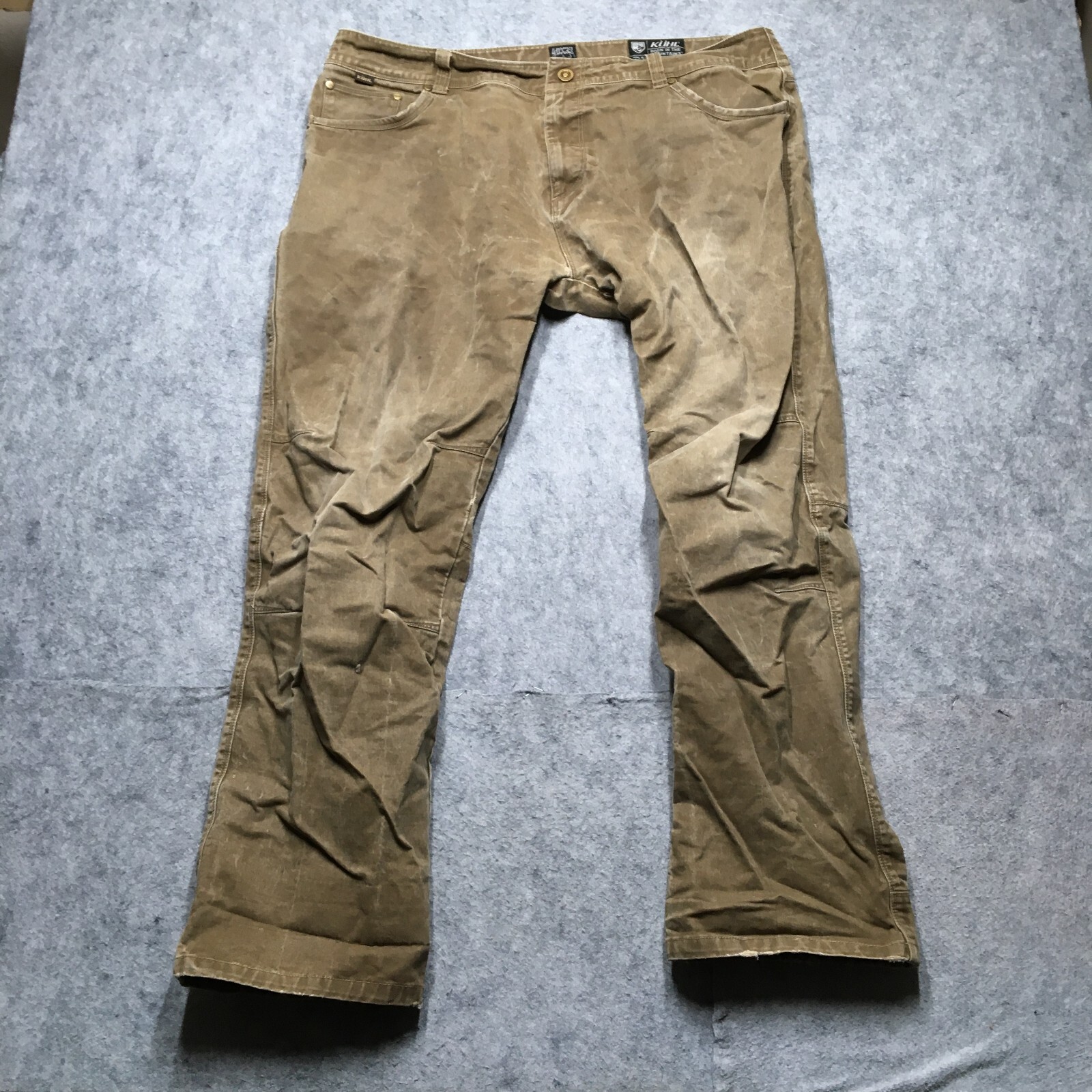 Kuhl Rydr Pants Mens 40x32 Brown Heavyweight Cotton Vintage Patina Dye Damaged