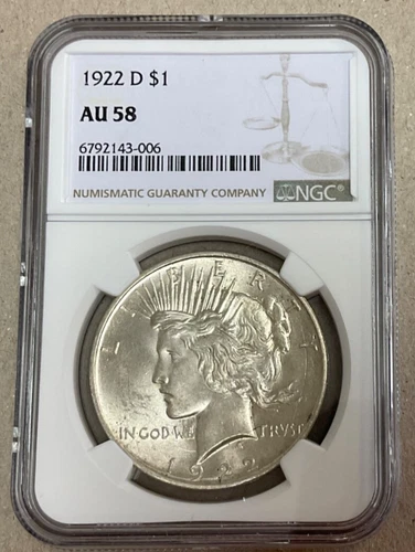 1922-D Peace Silver Dollar NGC AU58.
