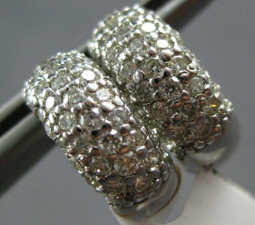 ORECCHINI A CERCHIO HUGGIE MULTIFILA ORO BIANCO 14KT DIAMANTI LARGHI 0 83CT ESTATE