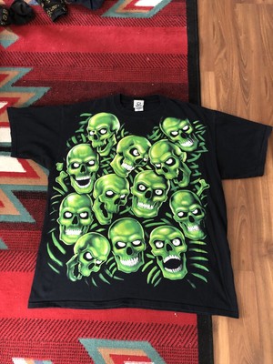 vintage 2001 liquid blue green skull 