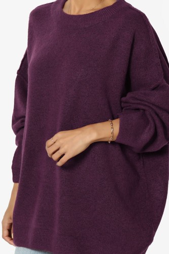 TheMogan Raw Seam Drop Shoulder Oversized Crew Neck Melange Rib Knit Sweater - Picture 43 of 104