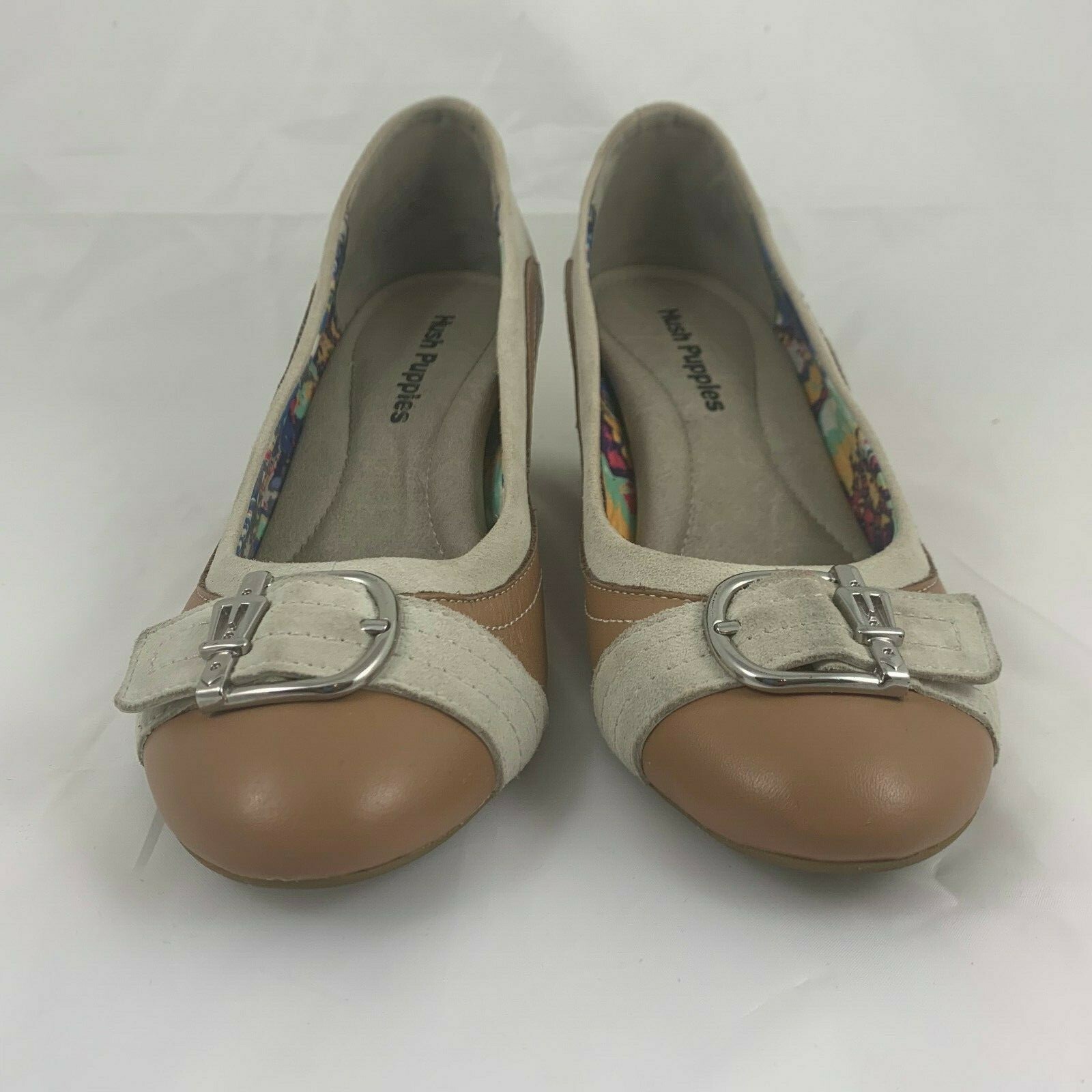 Women's Hush Puppies Tan & Brown Size 6.5 Wedges with Belt Accents-image