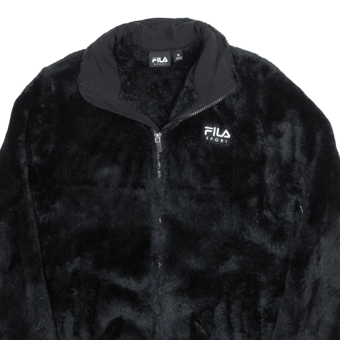 FILA Teddy Fleece Jacket Black Womens M eBay