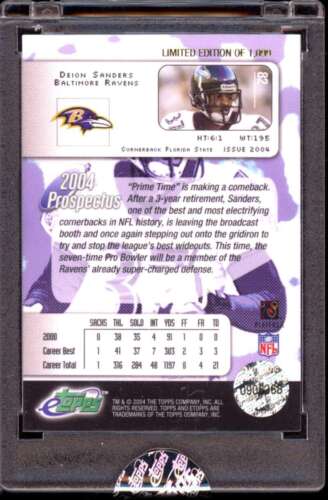 2004 Topps eTopps (encased/in hand) #82 Deion Sanders HOF Print Run /1099 Ravens - Picture 2 of 4