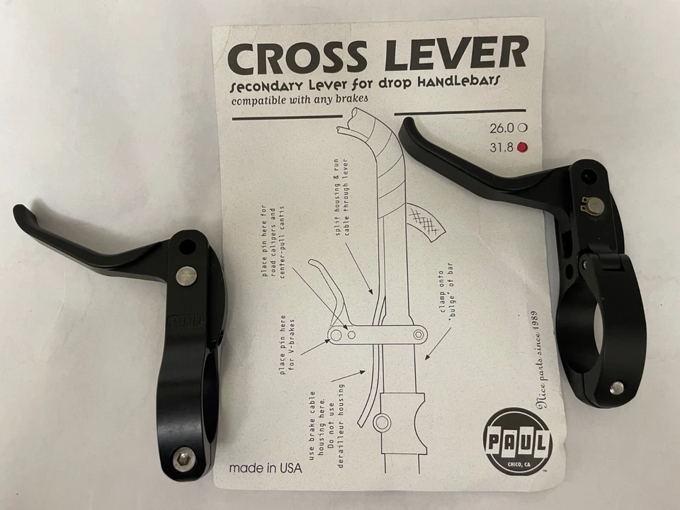 Paul Components Cross in-line brake levers (pair) - NOS, bagged, 31.8 clamp - Image 2 of 3