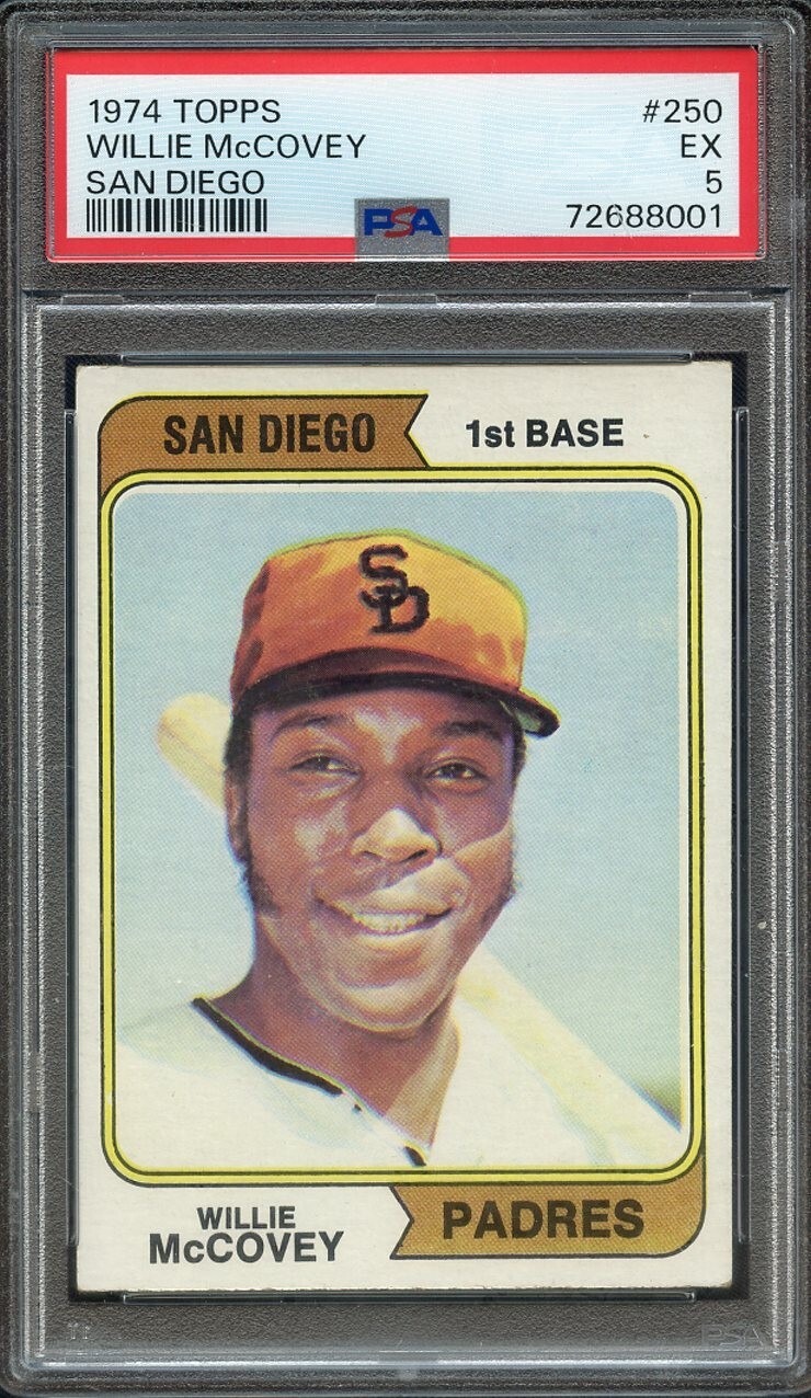 1974 TOPPS 250 WILLIE MCCOVEY SAN DIEGO PSA EX 5