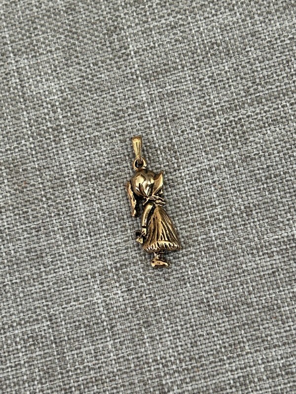 New - HOLLY HOBBIE CHARM/PENDANT Vermeil/New Sterling Silver - Gold Tone