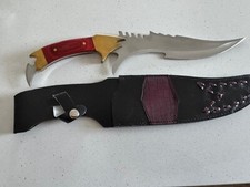 16 1/2" CUSTOM BOWIE KNIFE WITH LEATHER SHEATH/BRASS BOLSTERS