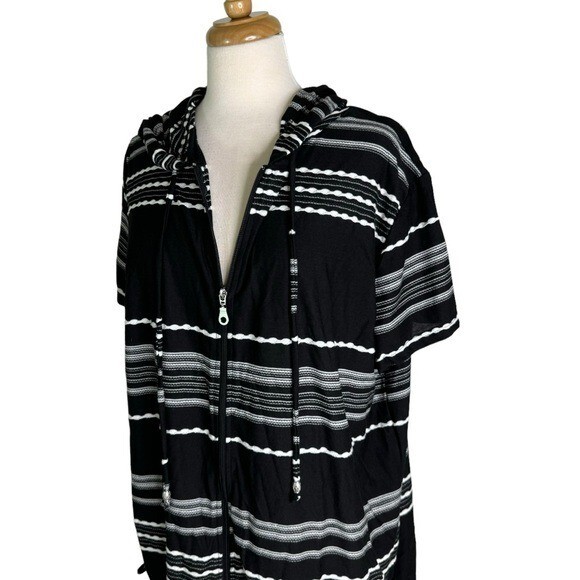 NWT Dotti Plus Size Dahlia Stripe Zip Cover Up Swimsuit Black Size 1X