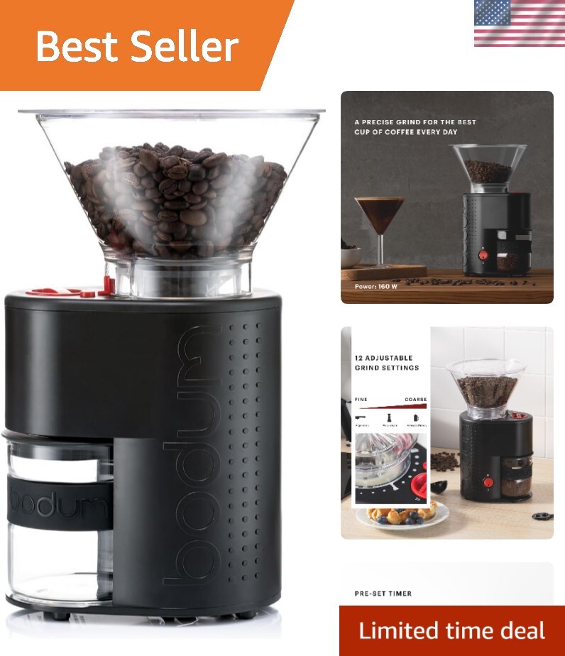 O To French Press: Bistro Electric Burr Grinder With Timer, 