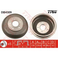 TRW Bremstrommeln Hinten Ø108Mm FüR Ford Tourneo Connect Transit P65_ P70_