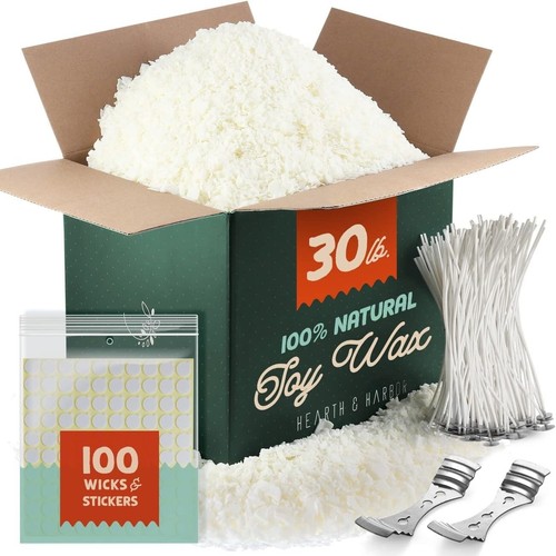 Kit para hacer velas de soja amigable para principiantes - 30 libras de cera, 300 mechas e instrucciones - Imagen 3 de 10
