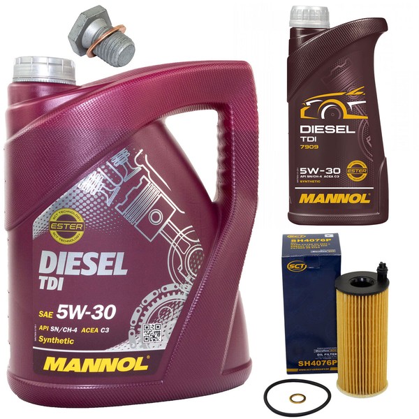 MotoröL Set 5W-30 6 Liter + ÖLfilter SH 4076 P + Schraube FüR BMW 3Er 5Er Mini-image