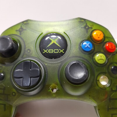 Xbox Original Controller Crystal Green Translucent OEM S-type Halo TESTED Works