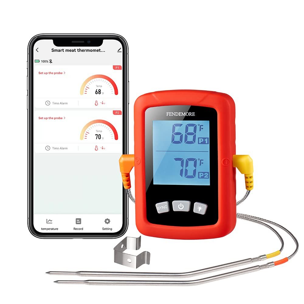 Digital Meat Thermometer Wireless Bluetooth and Instant Read BBQ Thermometer ...
