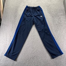 Adidas Track Pant Mens Small Navy Blue Polyester Stretch Slim Loose Three Stripe