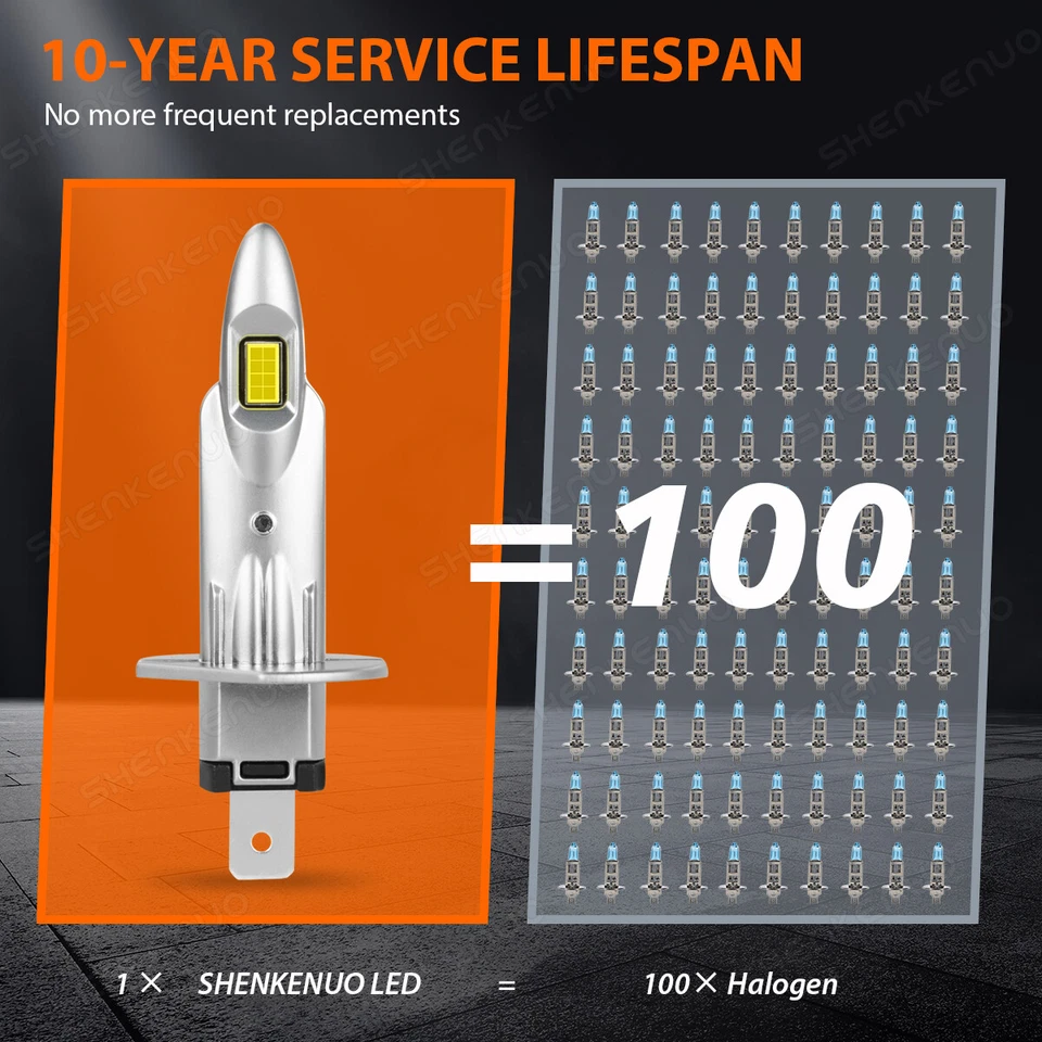 H1 LED Headlight Bulbs High/Low Beam for Mazda 6 2002 2003 2004 2005 2006 2007 - image 2 of 4