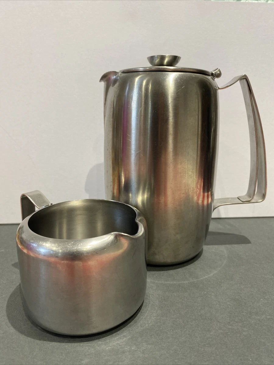 OLD HALL STAINLESS STEEL 2 PINT TEA/COFFEE/WATER POT AND HALF PINT