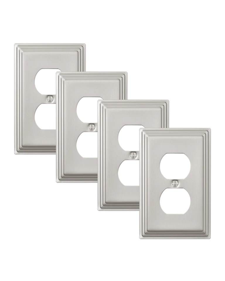 DEWENWILS 4-Pack Brushed Nickel Outlet Covers Decorative Metal Wall Plates - Image 3 of 4